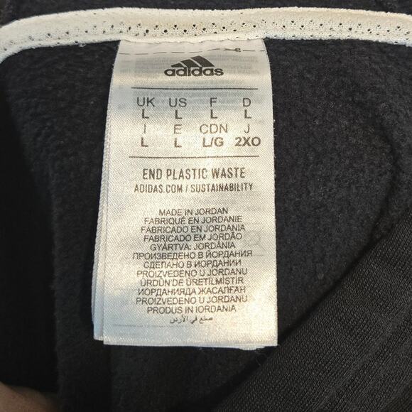 Adidas Hoodie Pullover Classic Black with 3 White Stripe Men's Large - Picture 6 of 7